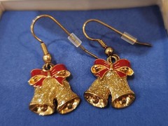 Vintage Christmas Bells Earrings, Vintage Avon Earrings, Holiday Jewelry