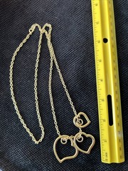 Avon Triple Heart Pendant Gold Tone 30″ Chain Necklace Graduated Open Hearts