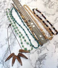 Vintage Necklace Choker Lot Art Glass Wood Milky Lucite Boho Chic More Lot of 6