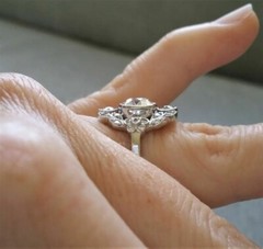 14K White Gold FN Art Deco Style Round Cut Lab Created Diamond Engagement Ring