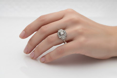 0.15 Ct Round Cut Moissanite Stone Art Deco Retro Engagement Ring In 925 Silver