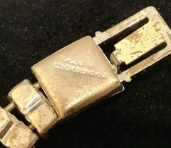 CZECHOSLOVAKIA signed Bracelet Antique Paste Glass Rhinestone 2 Row Tennis Style