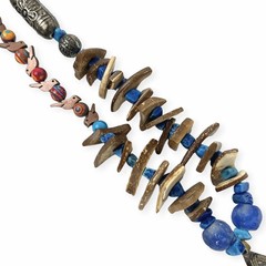 Artisan Coconut Shell Pendant Necklace Dangle Chips Tribal Beaded Boho Chic