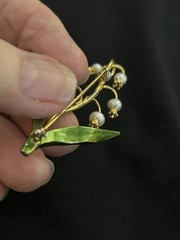 METROPOLITAN MUSEUM OF ART MMA Sterling FRESHWA PEARLS LILY OF THE VALLEY BROOCH