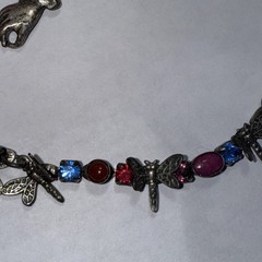 Mary Demarco Choker Dragonfly Cabochons And Rhinestone Hand Clasp Vintage 16-18”