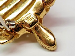 THE CUTEST Detailed 19k Gold 29x19mm Ruby Eyes Tortoise Turtle Pin Brooch