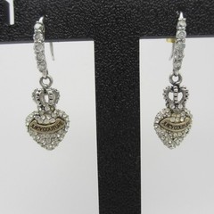 Juicy Couture Earrings Rhinestone Heart Crown Drop Dangle Dainty Post Backs