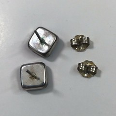 Vintage Blue Square Stud Pierce Earrings