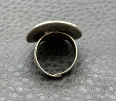 VINTAGE STARBURST STAR MEDALLION Pewter Silver STATEMENT LARGE RING Size 7