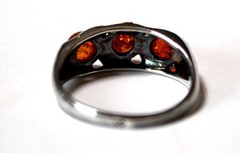 Baltic Vintage Genuine Cognac Color Amber Ring 925 Silver Made in Poland #102