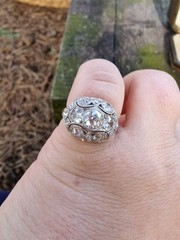Edwardian Art Deco Diamond Bombe Ring 2.30ct Old European Cut Diamonds Platinum
