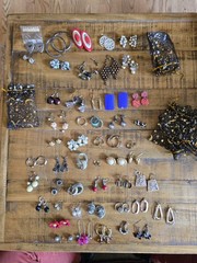 Vtg Retro Costume Lot Of 50 Earrings Clip On Earwire Push Backs