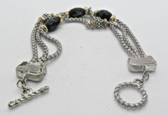 Vintage Black Silver Gold Tone Bracelet