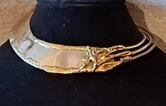 Vintage Jewelry Modernist Brutalist Collar Asymmetrical Mixed Metal Necklace