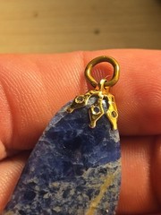 Vintage Ladies Solidite Pendant Natural Polished Stone Gilt