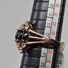 Onyx Cluster Cocktail Shield Ring 18k Yellow Gold Plated CZ Accent Size 7