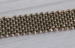 Antique *Damaged* Brass Mesh Link Bracelet Rectangle Clasp People Scene 7″