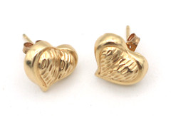 Lovely Dainty VTG Michael Anthony Ma 14K Yellow Gold Heart Stud Earrings .52g