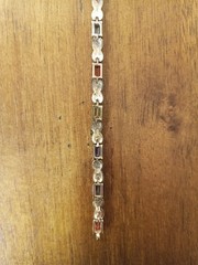 925 Imprinted Multi Color Gemstones Vintage Bracelet As Is
