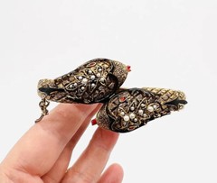ART Arthur Pepper Double Headed Snake Bangle Bracelet Signed Vintage Jewelry