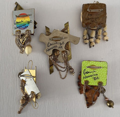 Lot of 5 Vintage Steampunk Brooch Chains Beads Metal Upcycled Connie Nanaimo BC