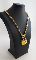 Vintage Joan Rivers Gold Tone Belcher Chain Heart Charm Necklace 32 in