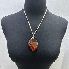 Baltic Amber Dried Plant Resin Adjustable Rope Necklace 925 Bail (22.83g)