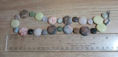 vintage Necklace Semi Precious Stone Agate Flat Beaded