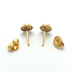 14K Gold White Opal October Birthstone Flower Halo Stud Earrings Vintage