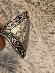 Israel .925 Sterling Silver Hammered Open Filigree 7 Grams Ring Size 8.5