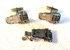 Vintage Silver Tone GSC Co Mercury Pat Pend. Boxcar Train Car Cufflinks Tie Bar