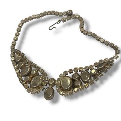 Juliana Delizza Elster Necklace Vtg 60s Marbled Purple Cabochons Gold Plated 14”