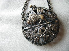 Antique Chatelaine Belt Clip Art Nouveau Buffalo Filigree Purse Vinaigrette