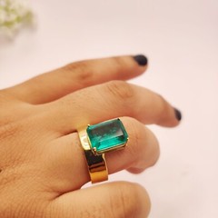 925 silver created emerald ring vintage antique Handmade Size 7