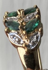 Sterling Silver ~ ROSS SIMONS Green CZ Pave Ring Size 7.75 Gold 4.4 g