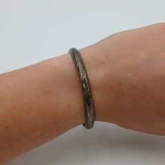 925 CU Hinged Bangle Bracelet 2.5in Engraved Sterling Silver 8g Patina Thailand