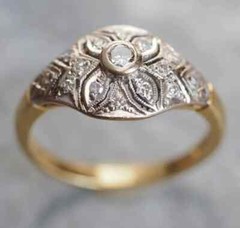 Art Deco Round Cut Lab Created Diamond Wedding 14K Yellow Gold Filled Gift Ring
