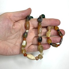 Vintage Beggars Bead Stone Necklace 20″ Barrel Clasp