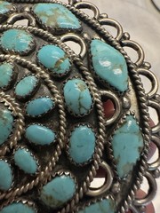 Sterling Silver Turquoise Cluster Pin Pendant by Navajo LMB Larry Moses Begay