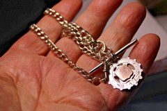 Silver & Gold Fob Curb Link Chain/Necklace – AHS – Chester – 1900 / 1914