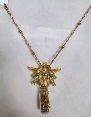 Vintage RARE HTF Retired Kirks Folly Angel Folly Dust Necklace/Pin w/Box 36″