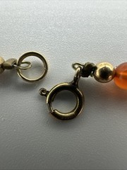 Vtg Jade Carnelian Gold Filled Beads Necklace Choker. 17” long. See pics.