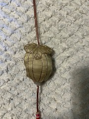 VINTAGE SATIN / SILK? ASIAN EMBROIDERED POUCH NECKLACE WITH TASSEL