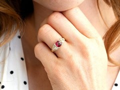1.00Ct Burmese Ruby and 0.80Ct Diamond 18k Yellow Gold Dress Ring Circa 1930