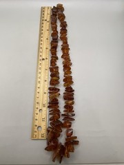 Vintage Baltic Amber Graduated Nugget Necklace Cognac Endless Strand 28 in FLAW
