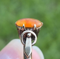 Antique 18K Yellow Gold Orange Fire Ethiopian Opal Ring Old Estate Jewelry
