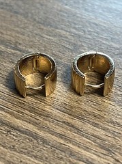 Vintage Hinged Clip On Gold Tone Metal Hoop Earrings