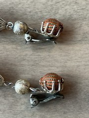 Lot Of 2-Vintage Dangle Drop Orange Clip on Earrings Stamped Japan