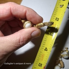 Pair of vintage white DANGLE DROP Clip on earrings maybe Trifari Or Schreiner