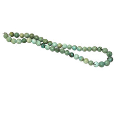 Estate Genuine Hubei Chinese Carved Turquoise .5″ Beads Necklace 33″ Long